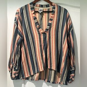 Ivy Jane Multicolor Striped V-Neck Blouse
